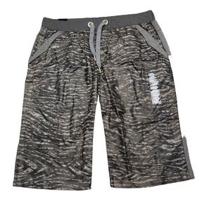 Reflessi Shorts Mens 2XL Gray Animal Print Drawstring Flat Front Activewear